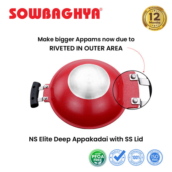 SOWBAGHYA Non Stick Aluminium deep Appakadai (Aluminium, 3.2 mm Thickness)