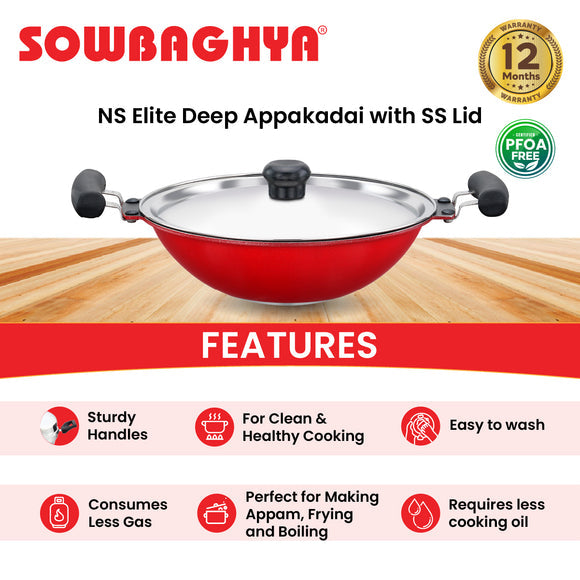 SOWBAGHYA Non Stick Aluminium deep Appakadai (Aluminium, 3.2 mm Thickness)
