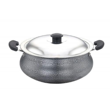 SOWBAGHYA Aluminium Biryani Pot with Lid, 3 Liters (Black) Handi, Patila, Bhagona, Tapeli with LID, Multipurpose Aluminium Cooking Utensil for Kitchen, Dishwasher Safe, Metal Spoon Friendly, Non-Stick