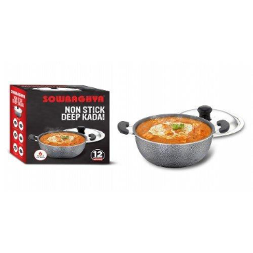 Sowbaghya Non Stick Deep kadai with SS Lid- 2Ltr