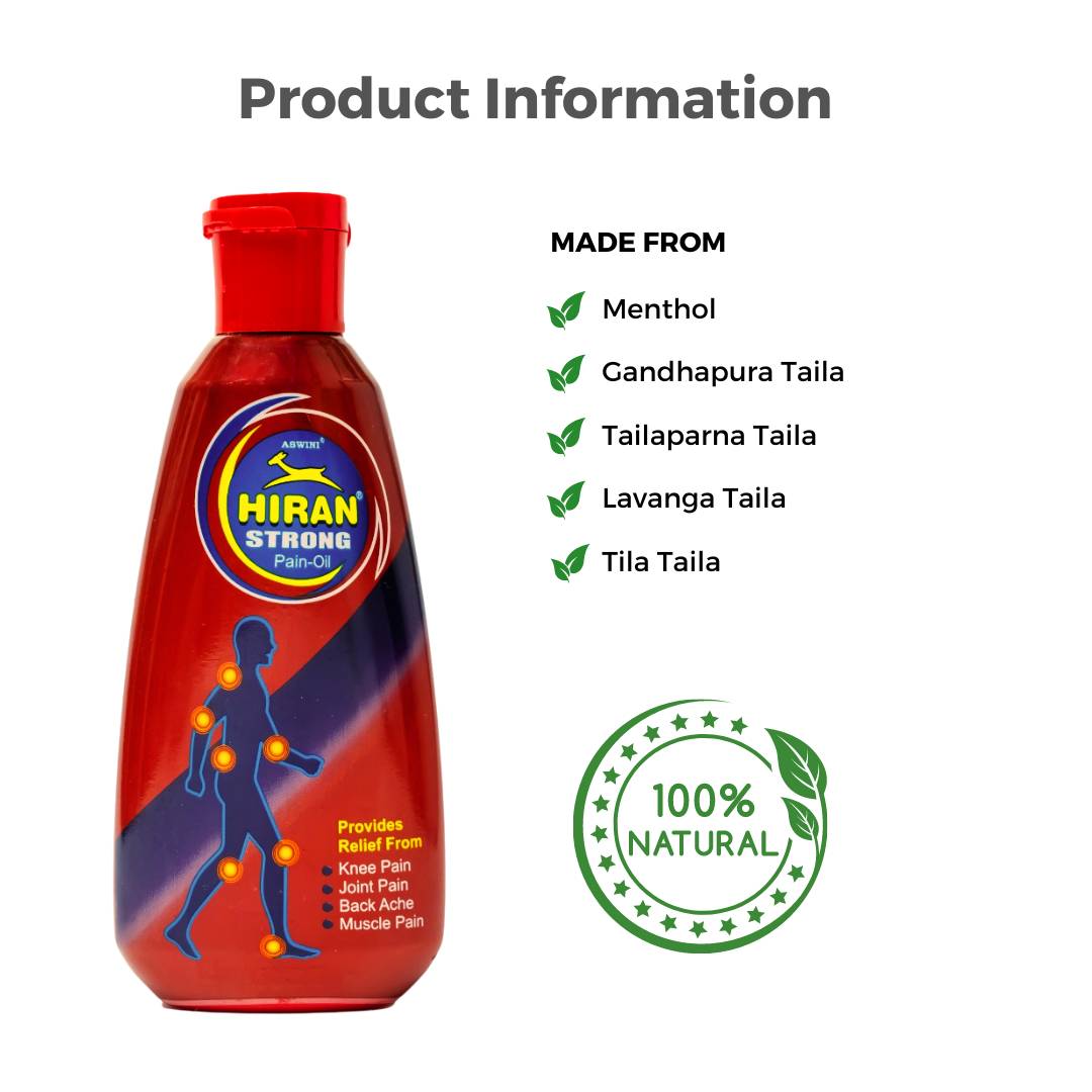 Aswini Hiran Pain Relief Oil 80ml- Relief in less than 3 minutes