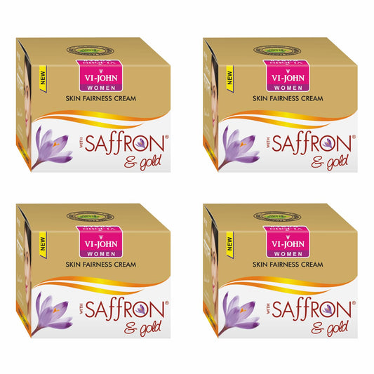 VI - JOHN Saffron&Gold Skin Fairness Cream For Unisex|Uneven Skin Tone&Rejuvenate Skin|Chemical Free&Non-Sticky Face Cream For Glowing And Dark Spots|Suitable For All Type Skin 50 Gm (Pack Of 4)