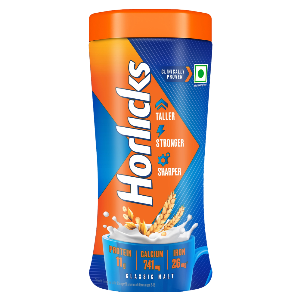Horlicks Nutrition Drink Jar 1kg Classic Malt - Clinically Proven to make kids Taller, Stronger, Sharper
