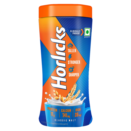 Horlicks Nutrition Drink Jar 1kg Classic Malt - Clinically Proven to make kids Taller, Stronger, Sharper