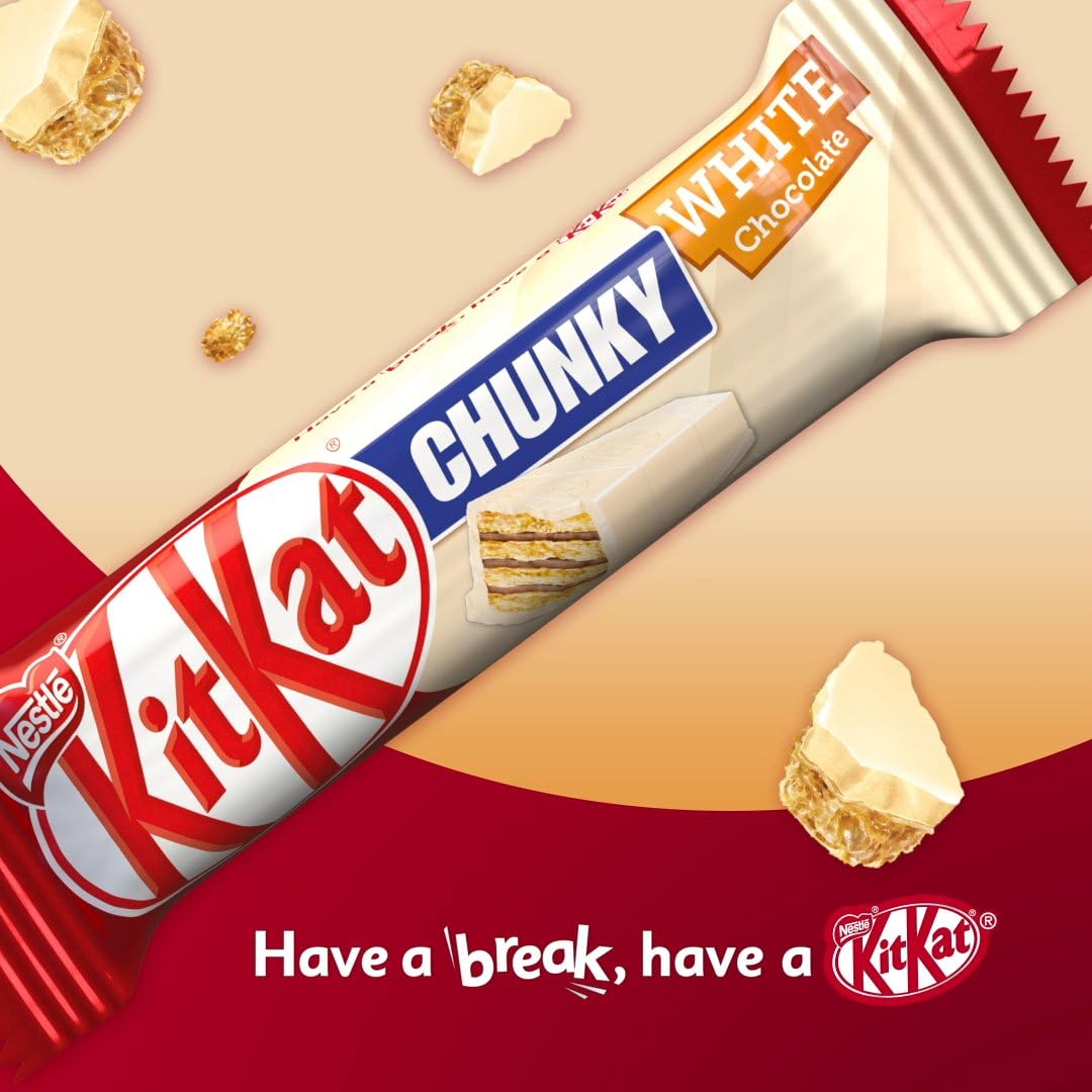 Nestle Kitkat Chunky White Chocolate Crisp Wafer Covered With White Coating bar (Pack Of 3), 40g Each (Imported)