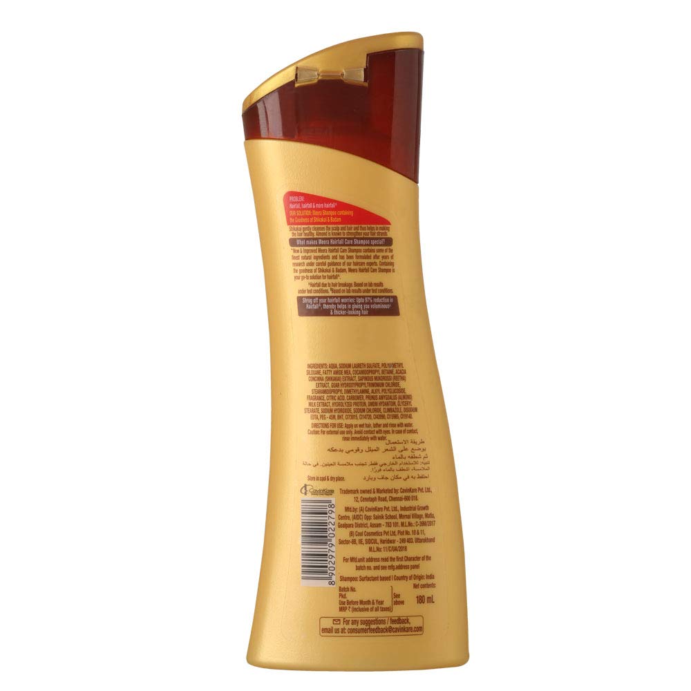 Meera Hairfall Care Shampoo, Goodness Of Badam & Shikakai, For Strong & Healthy Hair, For Men And Women, Paraben Free, 180 Ml