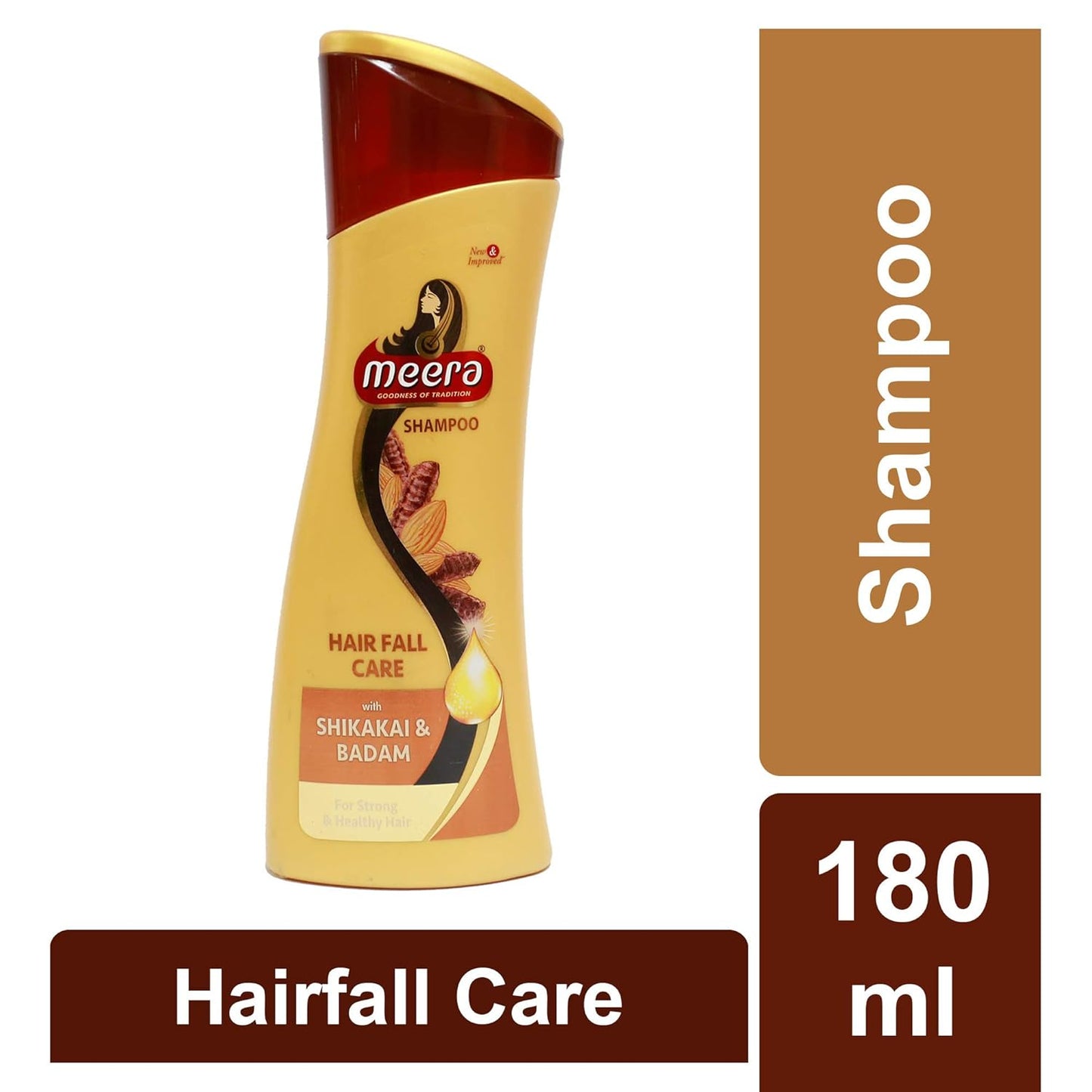 Meera Hairfall Care Shampoo, Goodness Of Badam & Shikakai, For Strong & Healthy Hair, For Men And Women, Paraben Free, 180 Ml