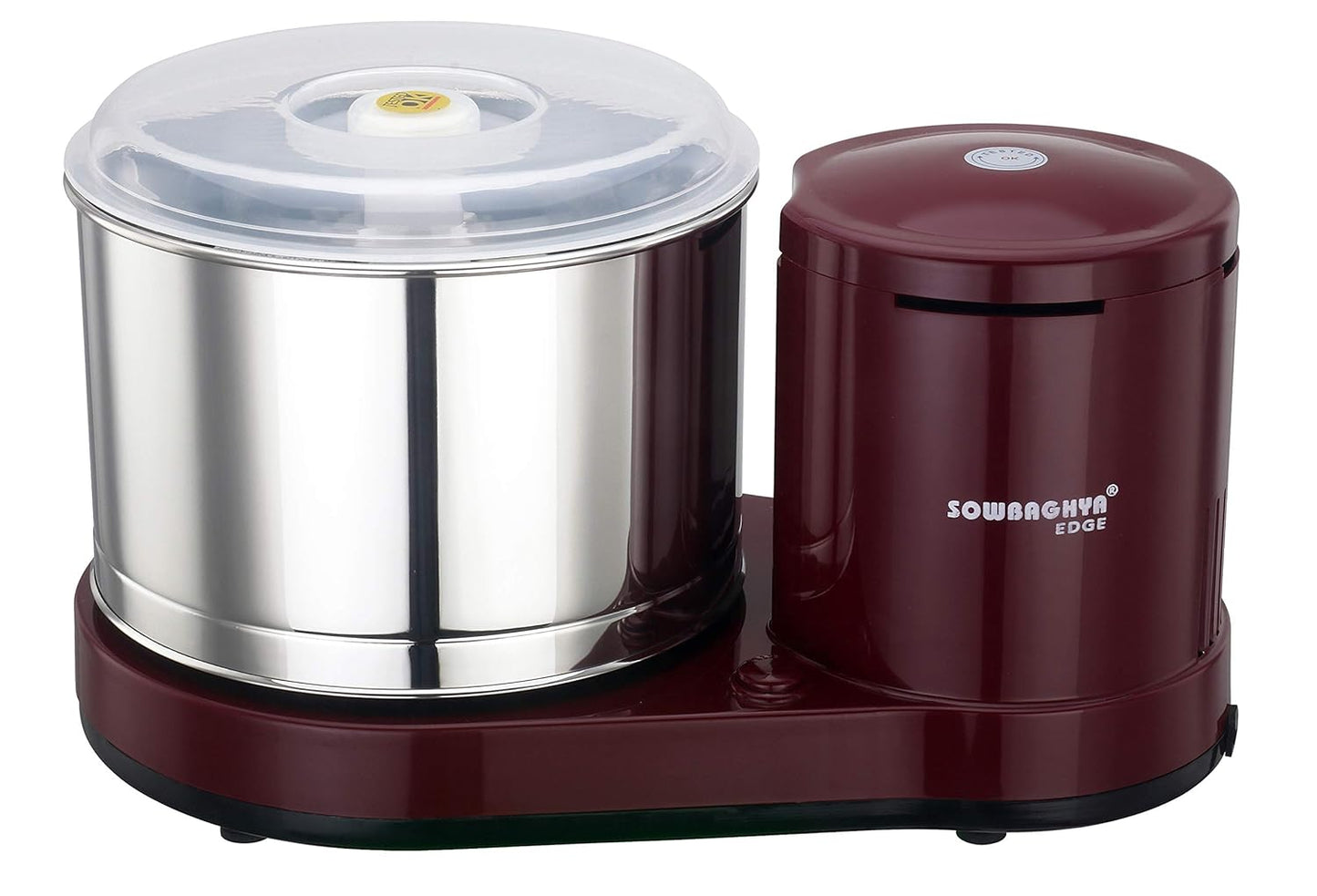SOWBAGHYA Plastic Edge 2Ltr 150W Wet Grinder, Maroon Table Top Wet Grinder Machine | Heavy Duty Motor | Ideal For Your Kitchen | 2Ltr Wet Grinder For All Kinds Of Batter For South Indian Dishes